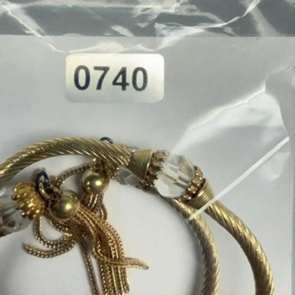Vintage Tassel Cable Bypass Bracelet Gold Tone 1990s Classy Chic 6